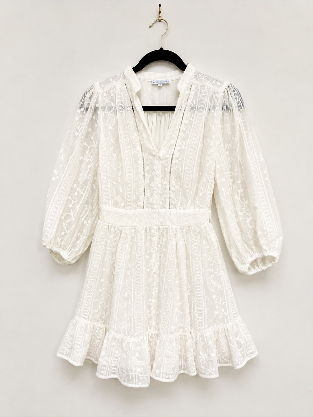 Baltic Born White Embroidered Mini Dress Boho Cottagecore Size S - Picture 2 of 6